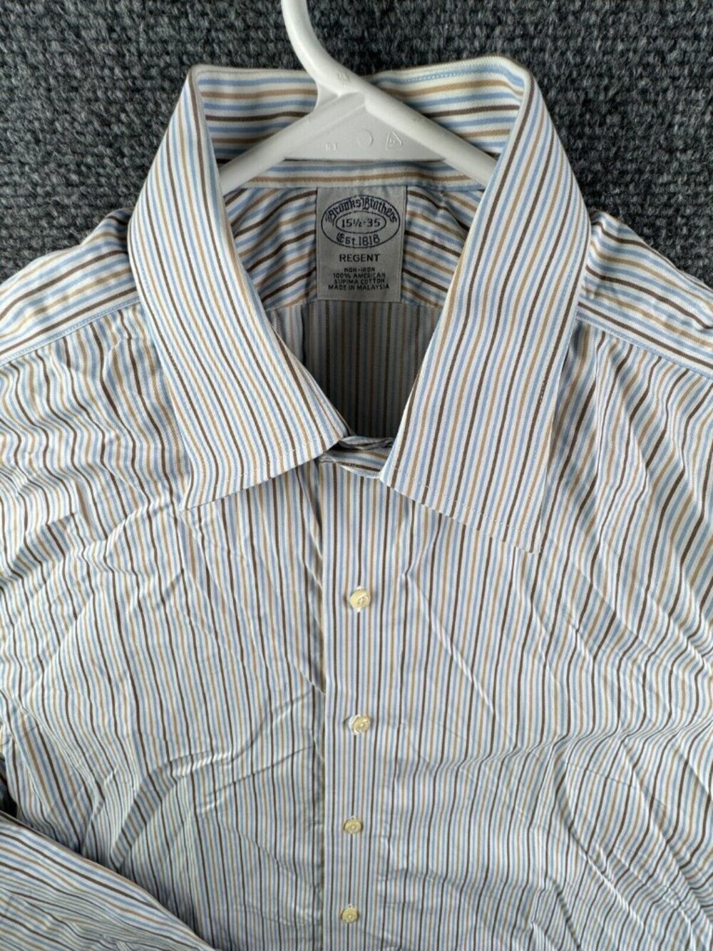 Brooks Brothers Cotton Long Sleeve Button Up Shirt Striped 15.5 35 Regent Supima